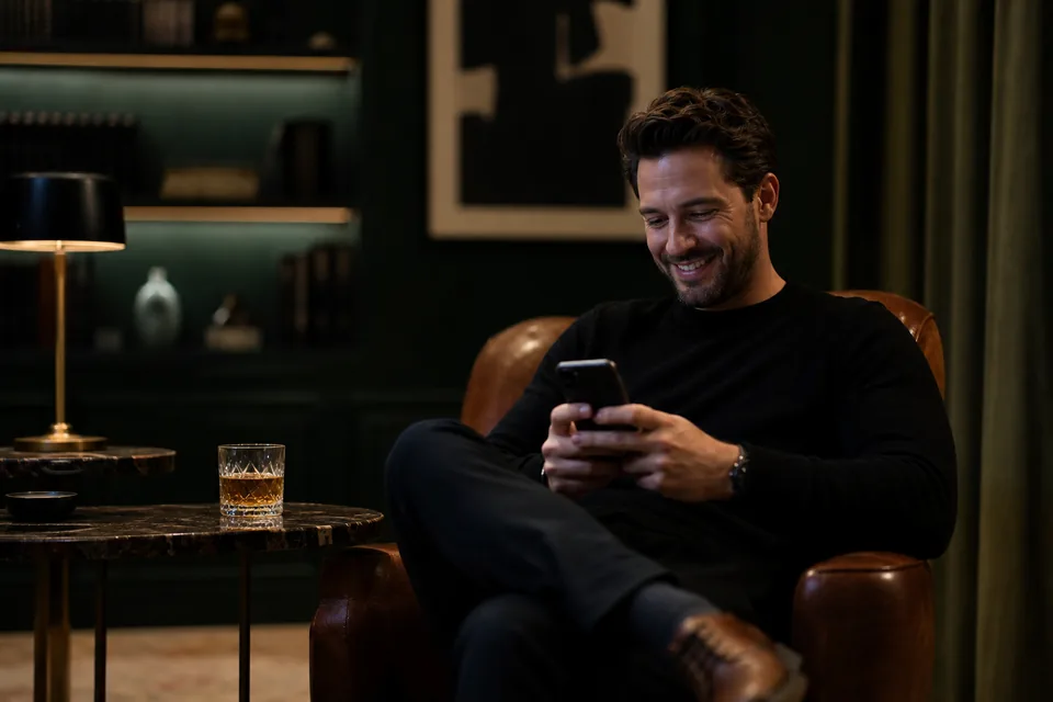 Fan reading a private message from a creator on his phone