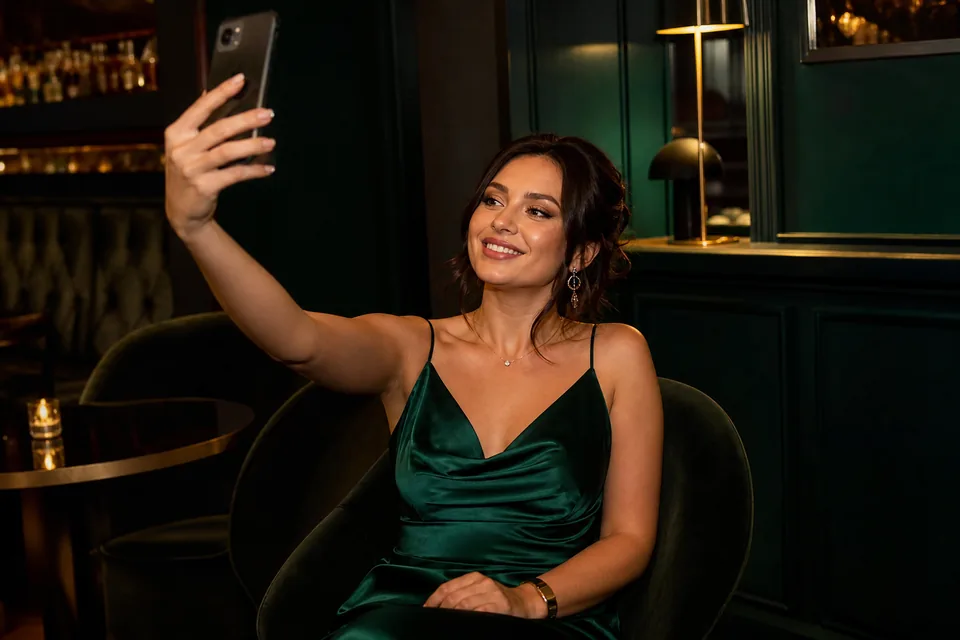 Creator taking a mirror selfie for her private story
